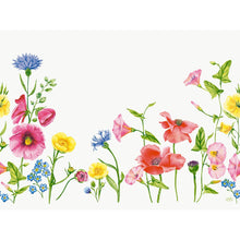 Colorful wildflowers in pink, yellow, blue, and purple with green stems adorn the Bio-Dunicel sets 30x40 Flowy Meadow 100P. | Pack (100 pieces) by Duni GmbH - perfect for a stylish and eco-friendly table decoration.