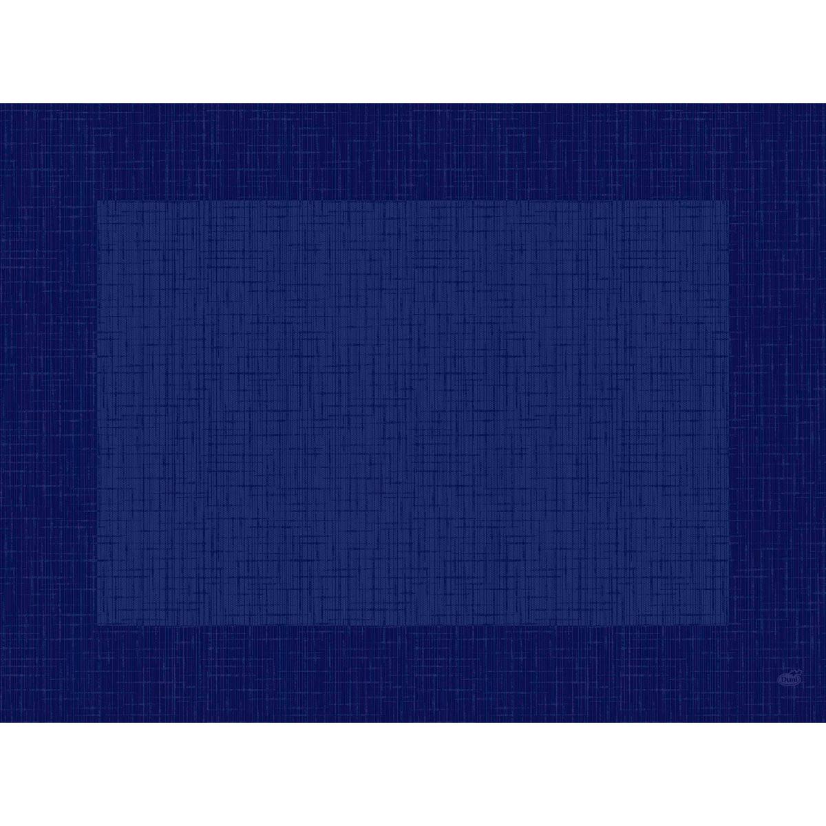A rectangular image inspired by the Bio-Dunicel sets 30x40 Linnea dark blue by Duni GmbH. It features intersecting blue lines, with a dark blue border and a lighter center, reflecting the framed appearance and sustainable material of the placemats. Package: 100 pieces.