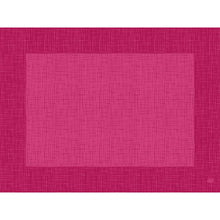 The Bio-Dunicel sets 30x40 Linnea fuchsia by Duni GmbH feature a pink and magenta crosshatch design with a darker magenta border - an eco-friendly placemat choice for elegant events. 1 pack in the box.