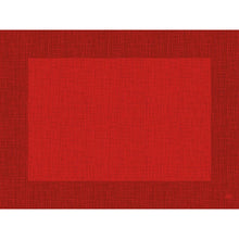 The Bio-Dunicel Sets 30x40 Linnea red by Duni GmbH are high-quality red, rectangular placemats with a cross structure and darker edge made from biodegradable material - ideal for eco-friendly table settings.