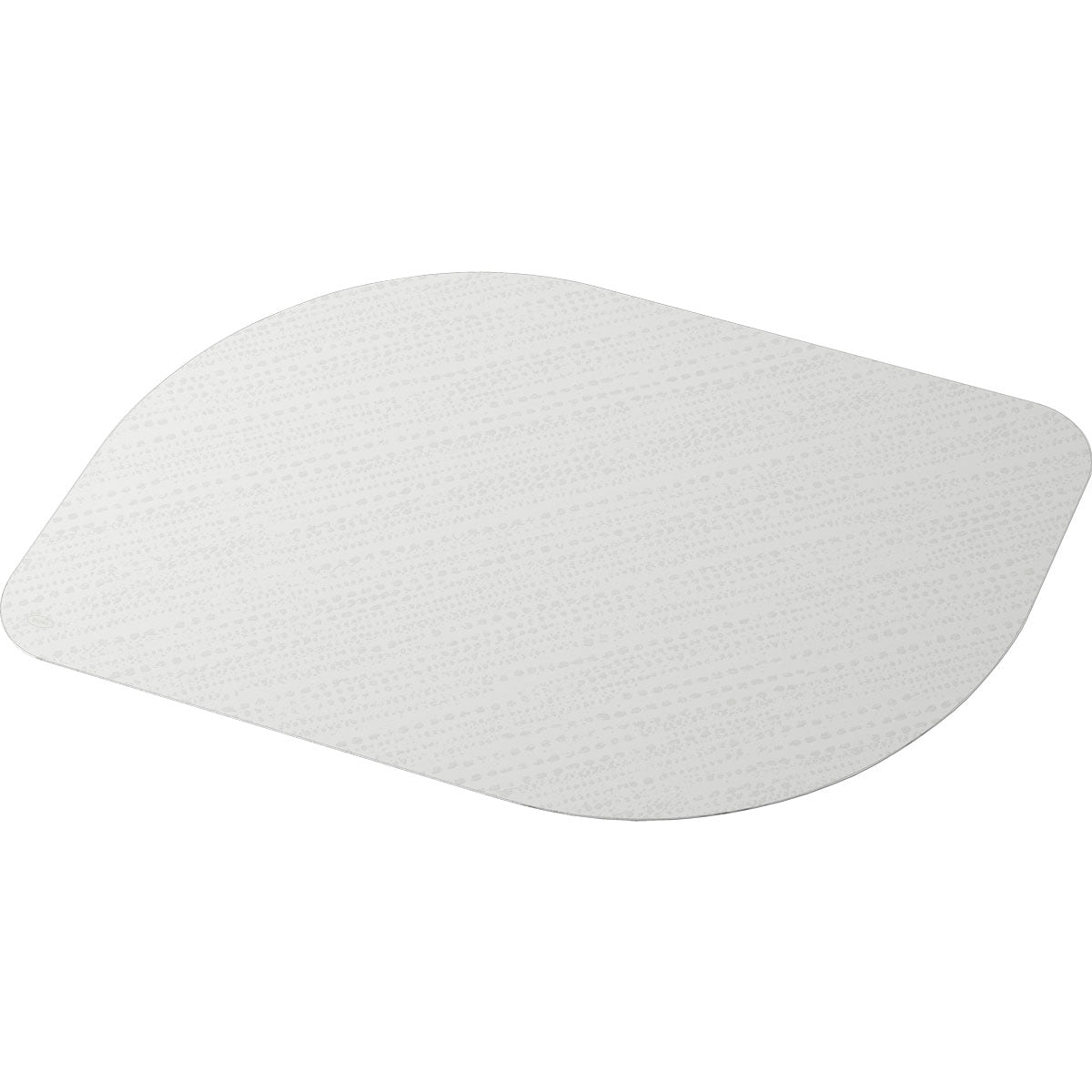 A single, white, rounded, rectangular adhesive field with a subtle dot structure is reminiscent of the clear design of the Bio-Dunicel sets 28x38 cm Stucco white - high-quality placemats (100 pieces) from Duni GmbH.