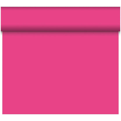 A partially unrolled roll of Bio-DC-Tete a Tete 0.4x24m by Duni GmbH reveals a smooth, matte, magenta, biodegradable surface, with a visible shadow under the roll at the top of the image.