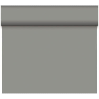 A partially unrolled roll of Duni GmbH Bio-DC-Tete a Tete 0.4x24m, a solid light gray wallpaper with a smooth, matte surface, depicted against a solid white background.