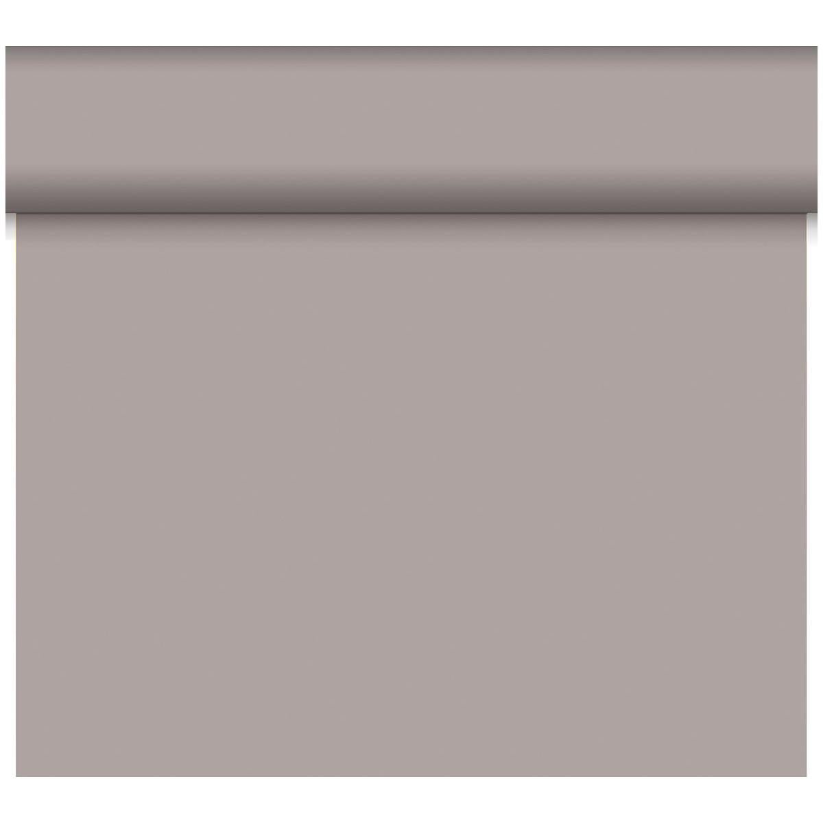 A partially unrolled roll of Bio-DC-Tete a Tete 0.4x24m by Duni GmbH shows a smooth, light gray surface with no visible patterns or structures, highlighting the simple and minimalist design.
