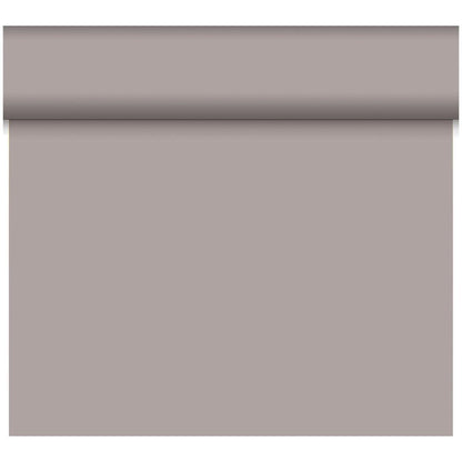 A partially unrolled roll of Bio-DC-Tete a Tete 0.4x24m by Duni GmbH shows a smooth, light gray surface with no visible patterns or structures, highlighting the simple and minimalist design.