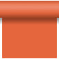 A roll of Bio-DC-Tete a Tete 0.4x24m by Duni GmbH in orange, partially unrolled downward on a white background with a shadow near the wavy top edge.