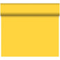 A partially unrolled yellow Bio-DC-Tete a Tete 0.4x24m by Duni GmbH lies against a solid background, with a large flat area in matching yellow made from biodegradable material.