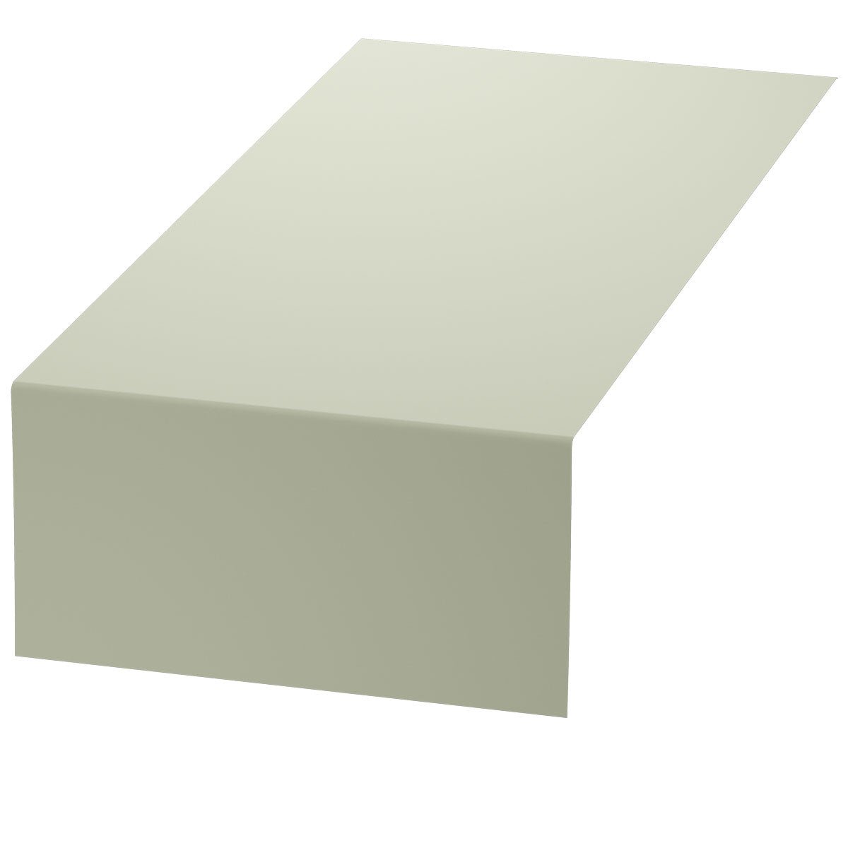 A simple, light gray Duni GmbH Bio-DC-Tete a Tete 0.4x24m table runner, eco-friendly and biodegradable, is neatly draped over a rectangular table against a white background.