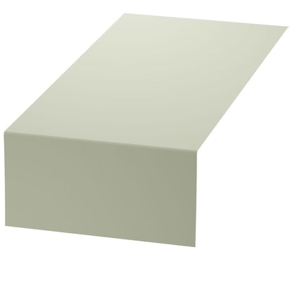 A simple, light gray Duni GmbH Bio-DC-Tete a Tete 0.4x24m table runner, eco-friendly and biodegradable, is neatly draped over a rectangular table against a white background.