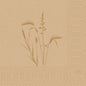 The Duni GmbH cellulose napkins 33 cm 3-ply 1/4-fold Meadow natural (50 pieces) are adorned with natural grass and grain prints, a dotted geometric border, and the "Duni" logo in the corner, providing additional natural aesthetics.