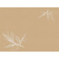 A light brown background with subtle vertical stripes and white botanical illustrations in the corners - ideal for presenting Bio-Dunicel sets 30x40 placemat | Pack (100 pieces) by Duni GmbH.