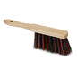The Nölle Profi Brush industrial hand brush 28 cm from Nölle Profi Brush Bürsten- & Pinseltechnik e.K. has a wooden handle, Arenga/Elaston bristles and a hanging hole, depicted in black and red on a white background.