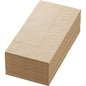 A stack of Duni GmbH Zellt.-Serv.40x40 2-ply BF. natural brown napkins (300 pieces) with decorative embossed edge, made of high-quality 2-ply paper, neatly arranged in a rectangular shape.