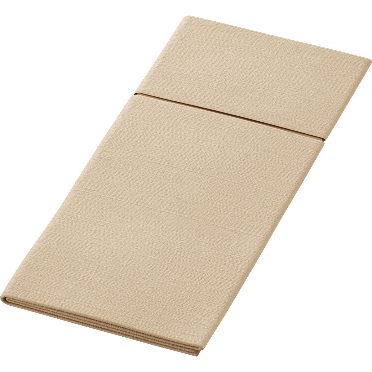 A naturally brown, textured, rectangular organic Duniletto Slim 40x33 cm tablecloth from Duni GmbH with a central seam, shown flat - ideal for combining with biodegradable Slim napkins. The package contains 65 pieces.