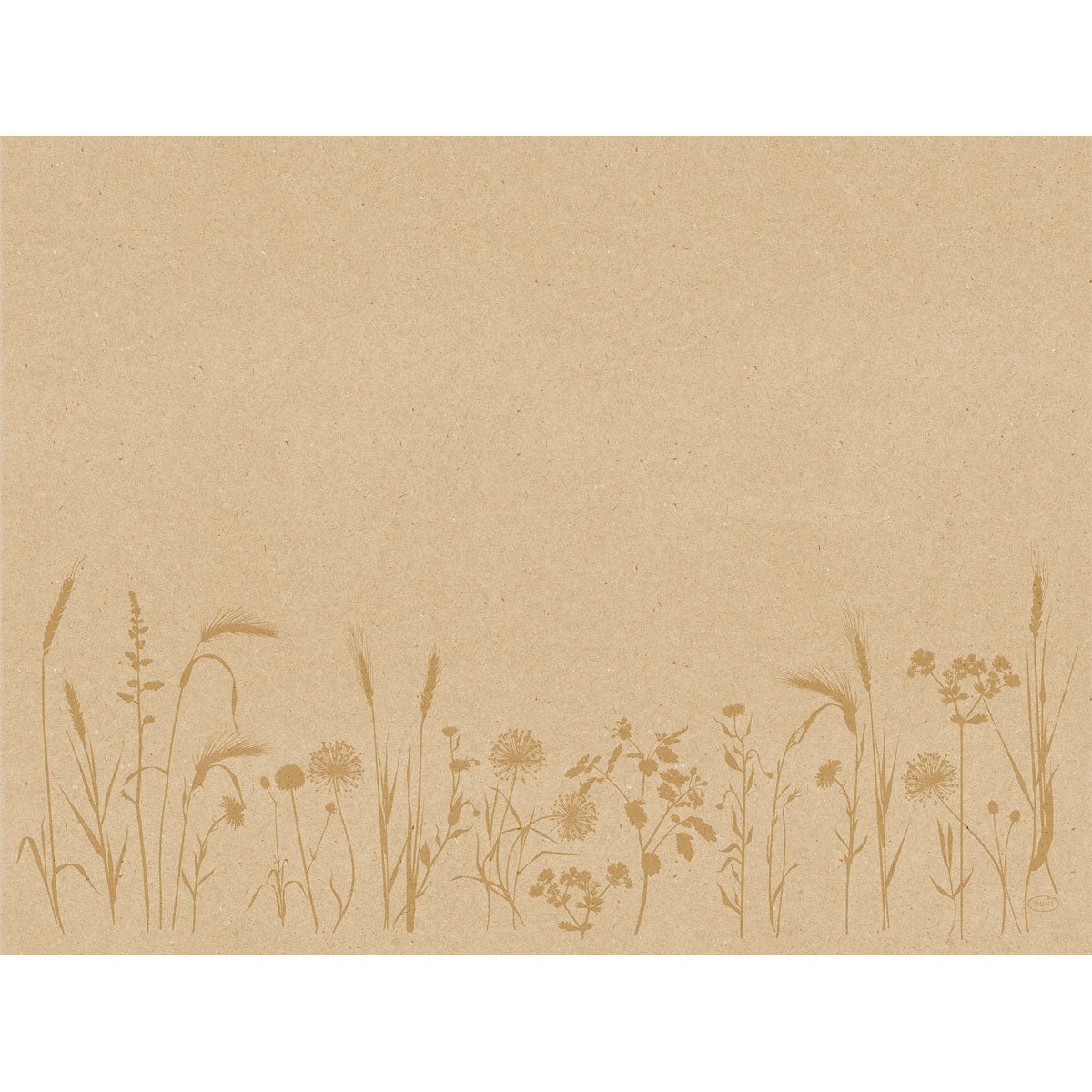 Paper placemats Meadow natural 30x40 cm by Duni GmbH: brown paper with delicate, light brown wildflowers at the bottom edge. Ideal for stylish table decoration, pack of 250 pieces made from recycled paper.