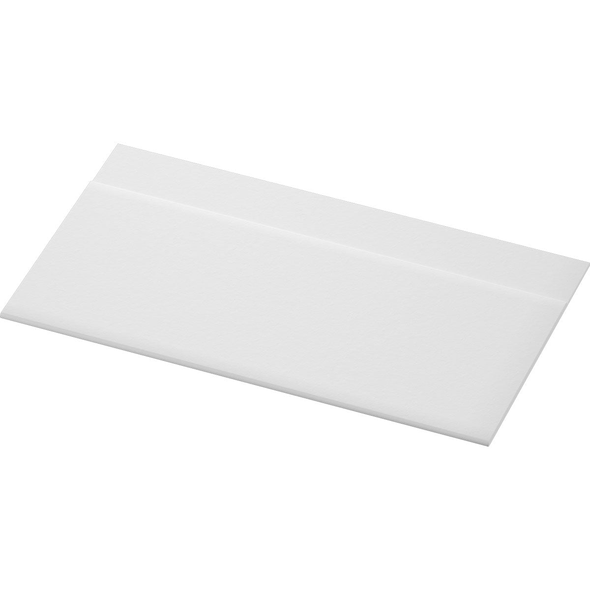 A simple, rectangular Duni GmbH dispenser napkin 33x33 2-ply is shown unsealed on a white background at an angle. The napkin has a clean appearance without visible text or markings and resembles those used in the hospitality industry.