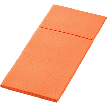 The Duniletto-Slim 40x33cm by Duni GmbH is a folded, rectangular, orange mat with a subtle texture pattern, perfect as a hygienic base or disposable base for extra cleanliness.