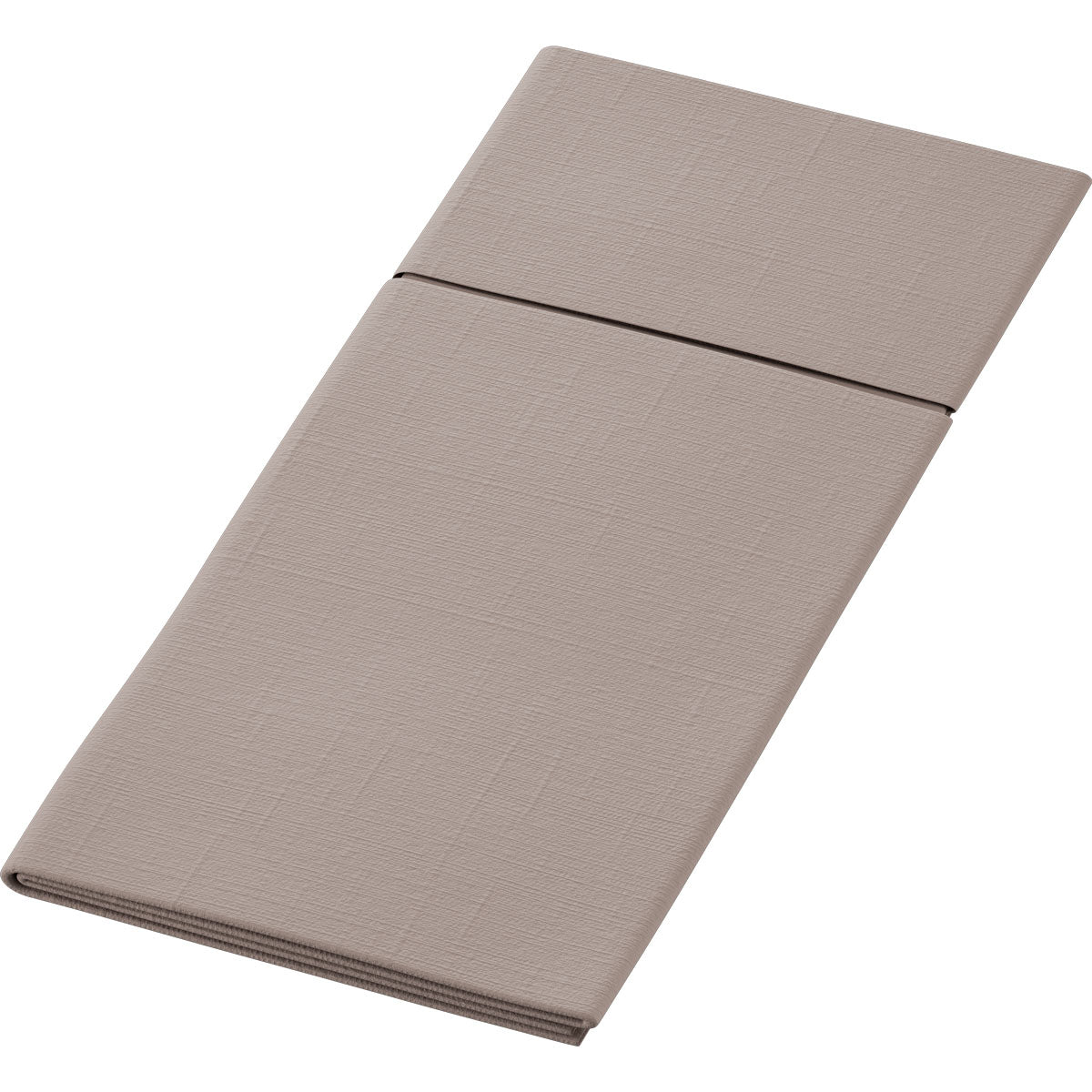 The Duniletto-Slim 40x33cm by Duni GmbH is a folded, rectangular, beige napkin with a visible crease, presented on a plain white background - ideal as a hygienic base for neat, practical use.