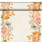 A beige background with a border of watercolor pumpkins, hydrangeas, berries, and autumn leaves - ideal for an eco-friendly Bio-Dunicel Tete-a-Tete table runner 0.4x24m from Duni GmbH.