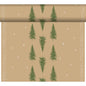 A roll of light brown wrapping paper with green evergreens, white dots, and stars - perfect for setting an eco-friendly table with the organic Dunicel-Tete a Tete 0.4x24m from Duni GmbH.