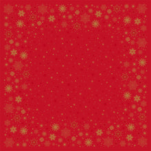 A red background with a golden snowflake and star border highlights your Dunisilk(Plus) tablecloth 84x84 from Duni GmbH. The mostly clear center with golden dots is ideal for festive, water-repellent table decoration.