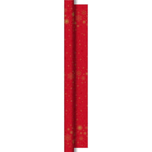 The Dunicel roll 10x1.18m in red with Star Stargazing pattern from Duni GmbH is ideal as festive table decoration or for wrapping special gifts. The package contains 1 piece.