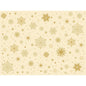 The Duni GmbH paper placemats 30x40cm Stargazing cream have a beige background with golden stars and snowflakes in various sizes and styles, evenly scattered for a celestial design. Pack of 250 pieces.