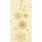 The napkins 40x40 3-ply 1/8 Stargazing cream from Duni GmbH have a beige background with various golden snowflakes and small stars in a repeating pattern. The package contains 250 napkins.