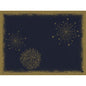 A dark blue background with abstract fireworks and star patterns in gold, framed by a textured gold frame. Inspired by the Bio-Dunicel sets 30x40 Sparkly black (100 pieces) by Duni GmbH, perfect for an elegantly set festive table.