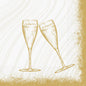 A simple golden line drawing of two champagne glasses on white with gold speckles - ideal for Duni GmbH napkins 33 3-ply 1/4 Sparkly Cheers white (50 pieces) for stylish parties or celebrations.