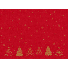 A festive red background with golden stars, snowflakes, and six golden trees in the Shimmer Trees design - perfect for the Bio-Dunicel sets 30x40 Shimmer Trees | Pack (100 pieces) from Duni GmbH.