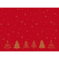 A festive red background with golden stars, snowflakes, and six golden trees in the Shimmer Trees design - perfect for the Bio-Dunicel sets 30x40 Shimmer Trees | Pack (100 pieces) from Duni GmbH.