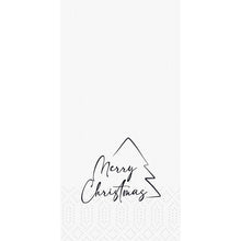 Minimalist design with a black-bordered Christmas tree and "Merry Christmas" in cursive on a white, dotted background - ideal for Duni GmbH napkins 33x33 2-ply 1/8 Merry Xmas Tree, pack (300 pieces).