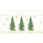 The "Dispenser Napkins 33 2-ply Humble Trees" from Duni GmbH feature four green fir trees with golden accents on a white, patterned background, perfect for adding a festive touch. The package contains 300 pieces.