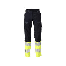 Trousers, women, DIAMOND, knee pockets, stretch trousers Multisafe, black blue/hi-vis yellow