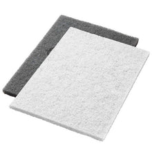 Two white Twister Pads from Diversey Deutschland GmbH & Co. OHG, stacked on a white background, are ideal for the restoration and cleaning of stone floors. Each package contains 2 restoration pads for flawless results on stone surfaces.