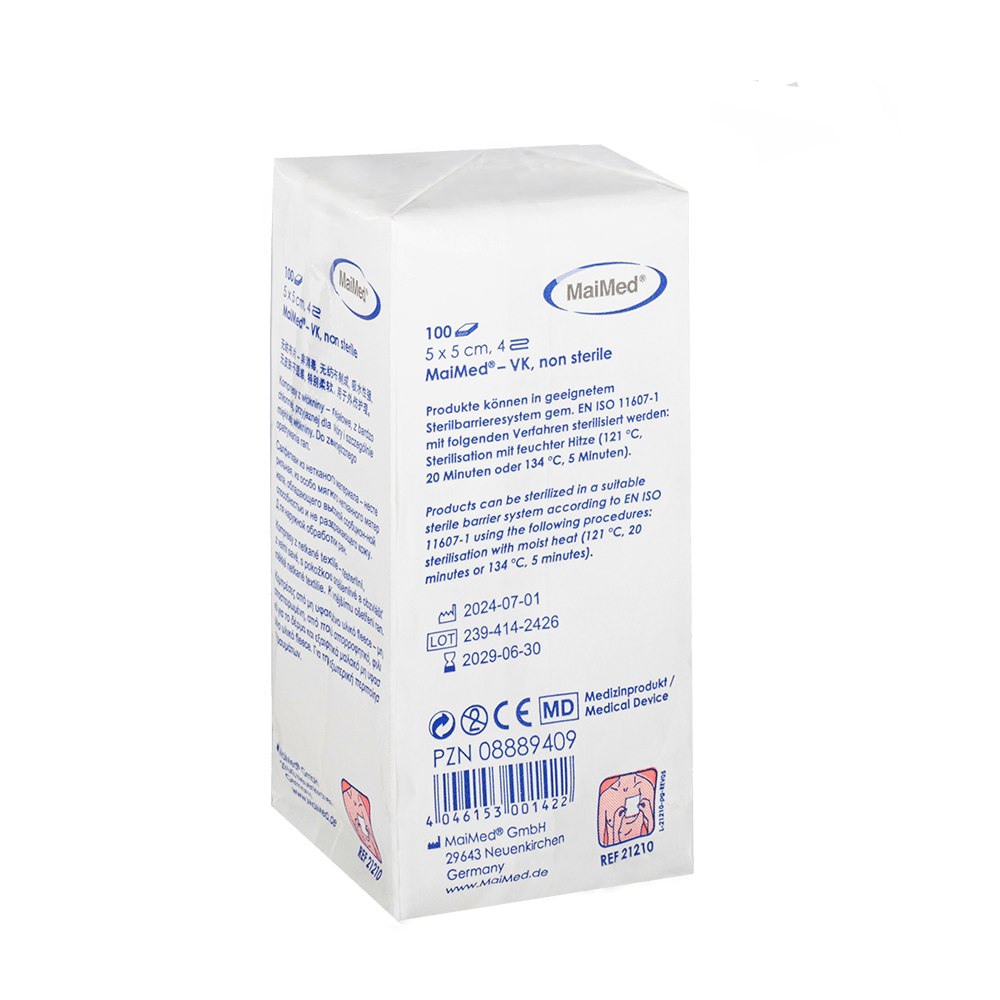 MaiMed-VK non-sterile fleece compresses of 100 pieces/paper bag