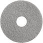 A round Diversey Twister Pad Grey with a rough texture and center hole, from Diversey Deutschland GmbH & Co. OHG, for polishing coated hard floors, depicted from above on a white background.