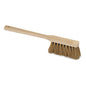 The Nölle Profi Brush long-handled hand brush (43 cm) made of natural coconut with a wooden handle and hanging hole from Nölle Profi Brush Bürsten- & Pinseltechnik e.K., against a white background, impresses with tightly bundled brown coconut fibers.