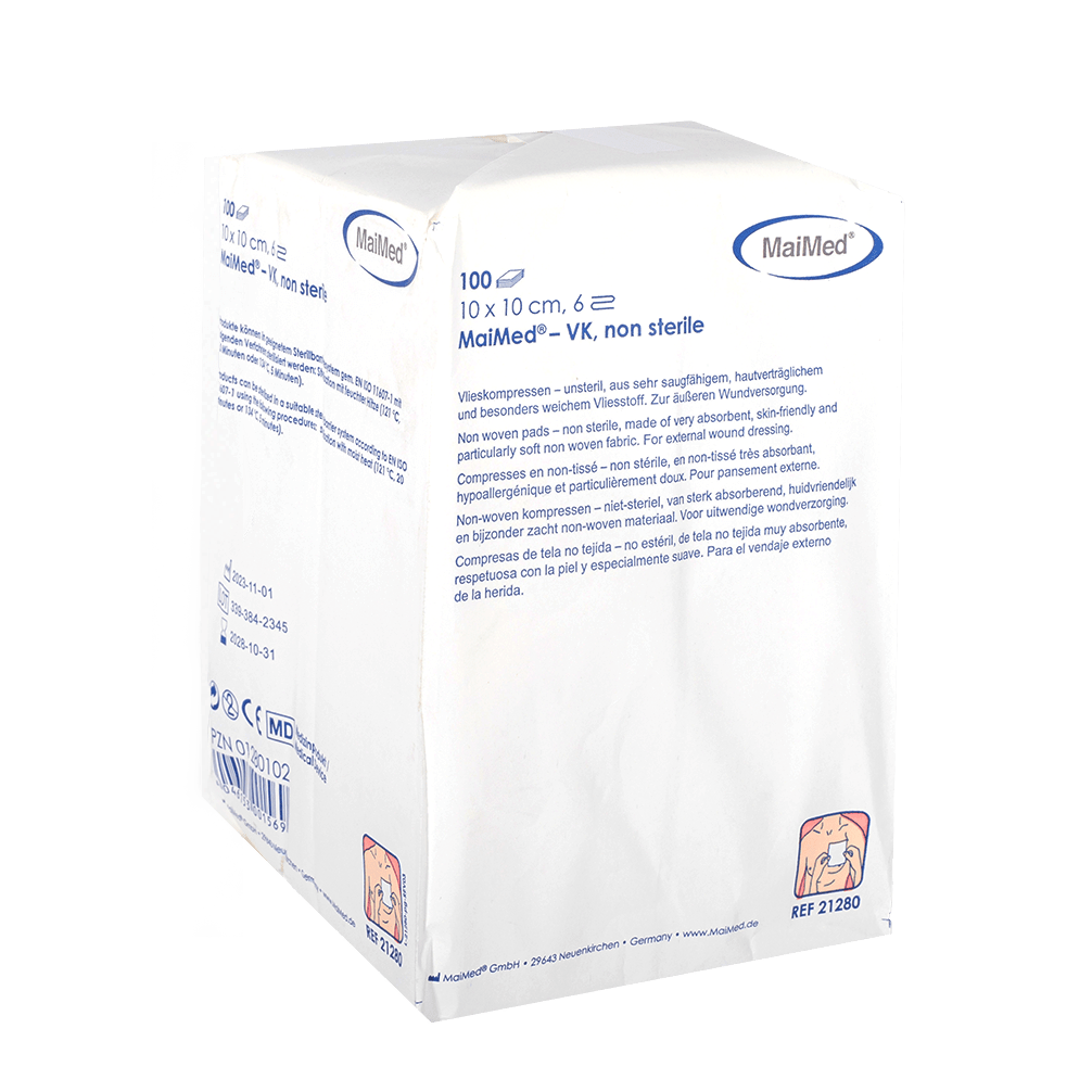 MaiMed-VK non-sterile fleece compresses of 100 pieces/paper bag