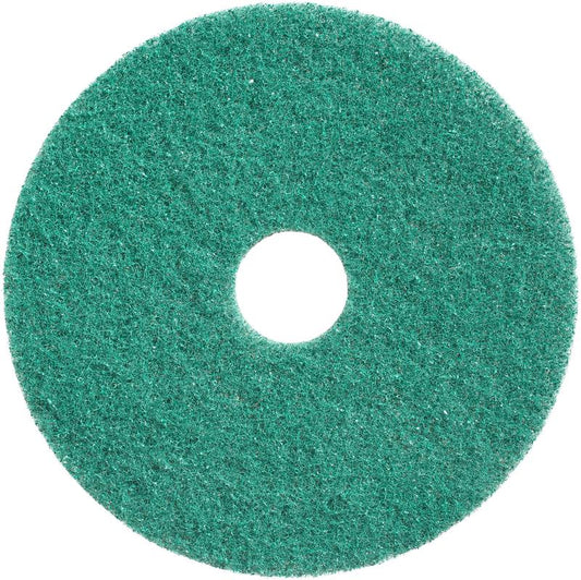 A green, round Twister Pad from Diversey Deutschland GmbH & Co. OHG with a central hole and rough texture, depicted from above on a white background. Maintenance cleaning pad, ideal for stone floors.