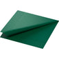 The Duni GmbH cellulose napkins 40x40 cm 3-ply 1/4-fold in hunter green are solid-colored and have a textured edge that offers elegant durability for any table. Available in packs of 250 napkins.