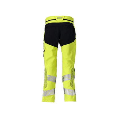 Trousers with knee pockets, stretch inserts Multisafe trousers, hi-vis yellow/black-blue