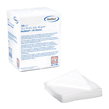 MaiMed-VK-Stoma-non-sterile 10x10cm 4-fold, 40g fleece compresses of 100 pieces/paper bag | Pack (100 pieces)