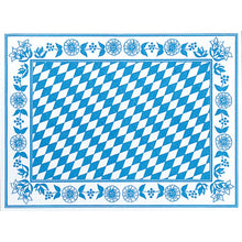 The Dunicel placemats 30x40 cm Bayer Raute by Duni GmbH feature a blue-white diamond pattern with blue flowers and leaves on a white background - perfect for elegant occasions. Pack of 100 pieces.