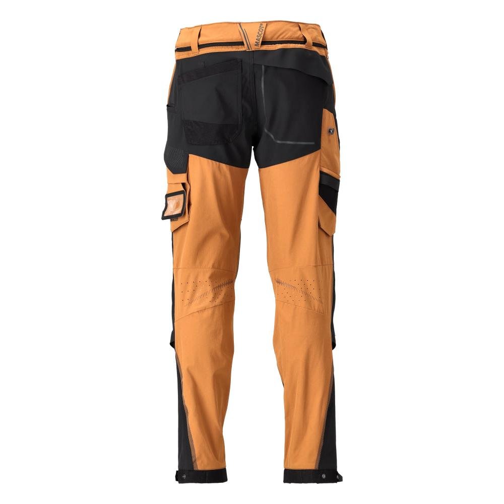 Trousers, knee pockets, stretch, light trousers, nut brown/black