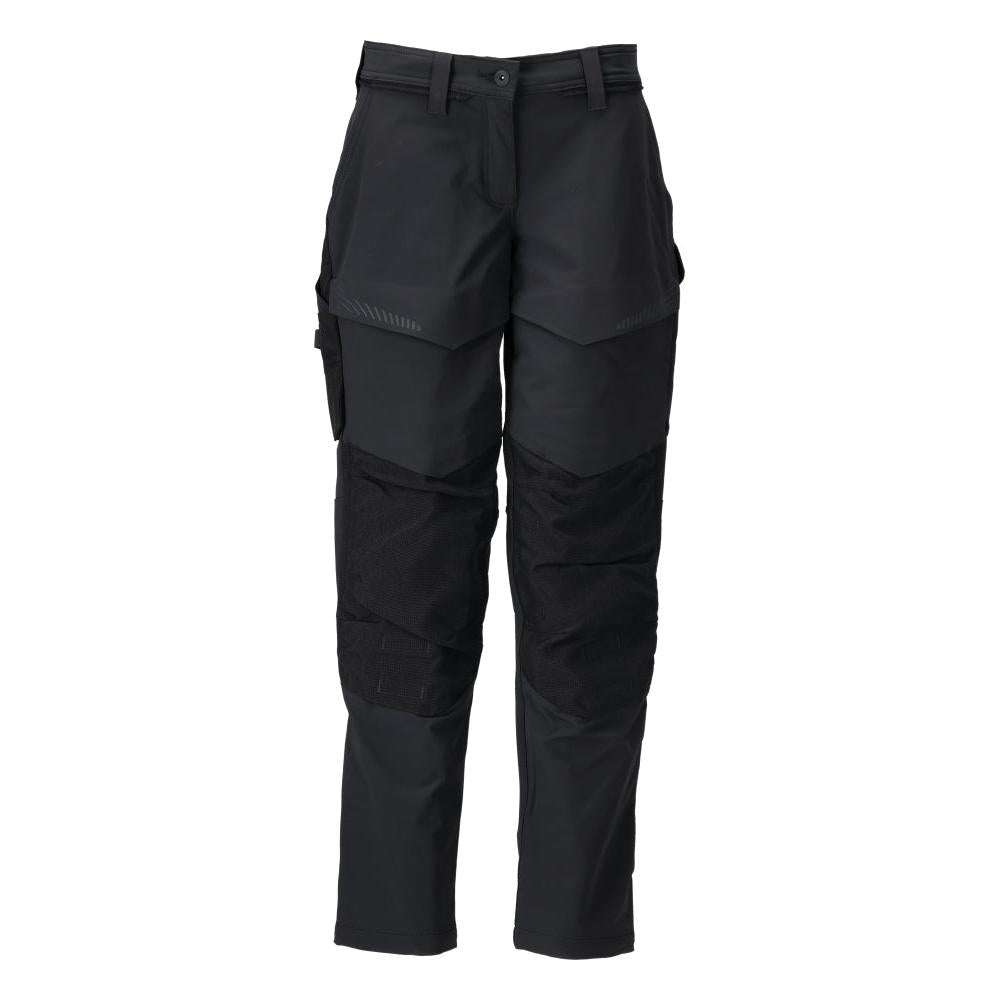 Trousers with knee pockets, women's trousers, black
