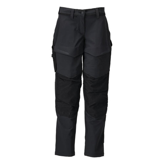 Trousers with knee pockets, women's trousers, black