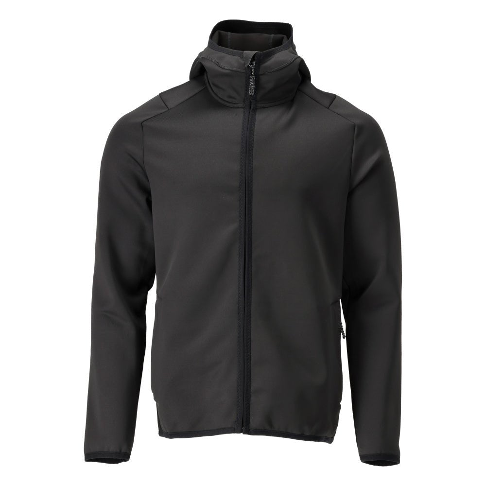 Fleece sweater, hood, zipper microfleece jacket, black