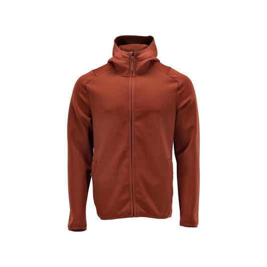 Fleece sweater, hood, zip microfleece jacket, autumn red
